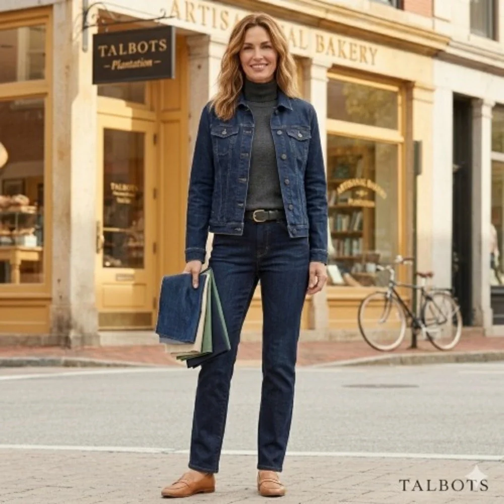 Talbots Women's Mid Rise Straight Jeans Dark Wash Classic Fit Size 8